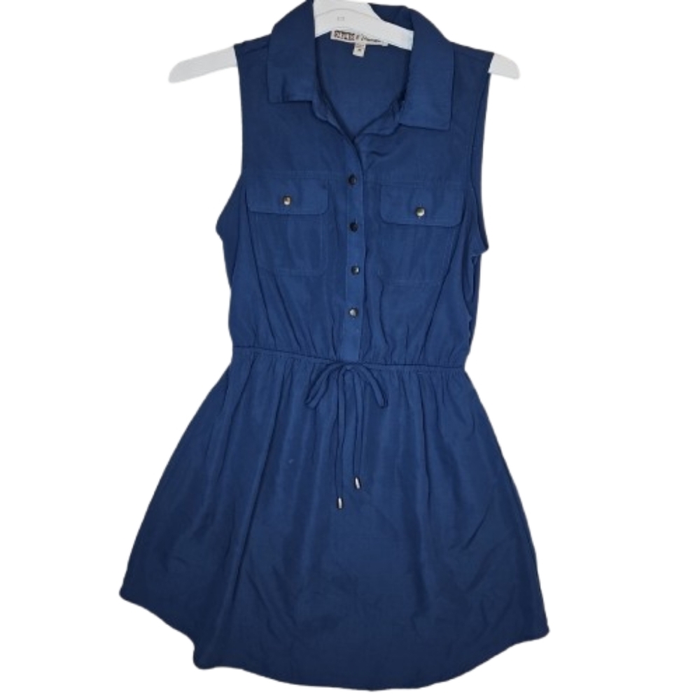 Gypsies and moondust dress Shirt Dress Collar Sleeveless Casual Summer Navy Blue